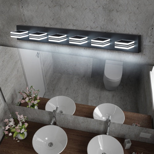 Viva Elite Modern Black Vanity Light - 6-LED Acrylic Bathroom Fixture