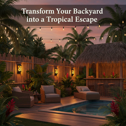 Black outdoor wall light with yellow glass on a white background