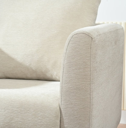 Beige Chenille Armchair with Rubberwood Legs | Viva
