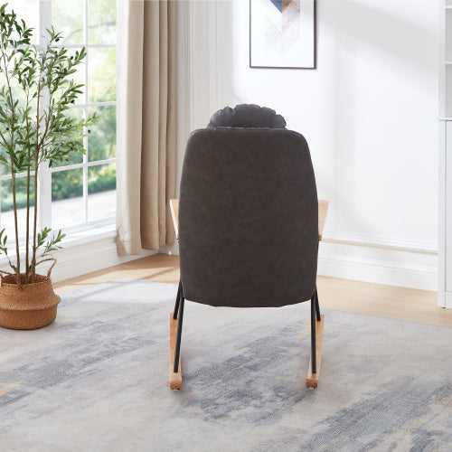 Dark Gray Upholstered Rocking Chair | Viva Cozy Retreat