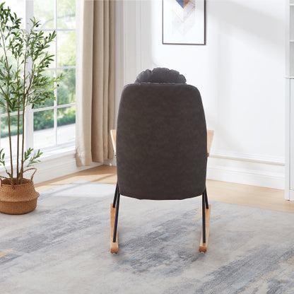 Dark Gray Upholstered Rocking Chair | Viva Cozy Retreat