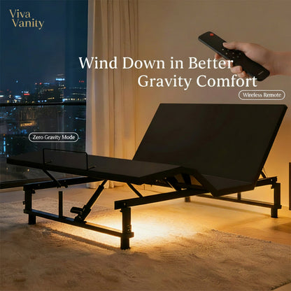 Viva Elite Adjustable Bed Base Frame Queen - Whisper Quiet Motor Deeper Rest - Lifestyle View