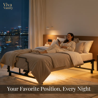 Viva Elite Adjustable Bed Base Frame Queen - Foot Incline Adjustment - Bedroom View