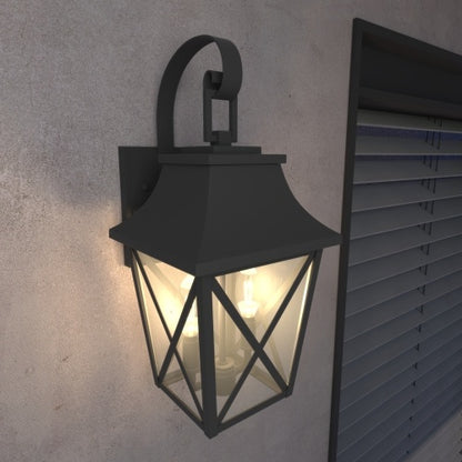 Black Outdoor Wall Light – Large Industrial Waterproof Exterior Light for Modern Farmhouse Porches & Entryways