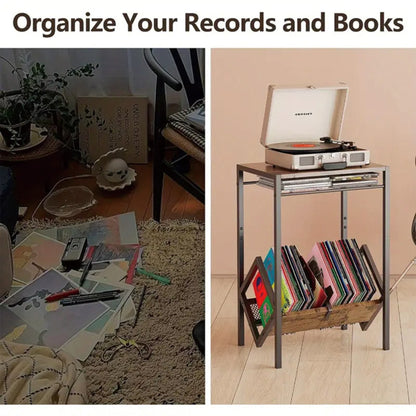 3-Tier Record Player Stand with Vinyl Storage | Viva
