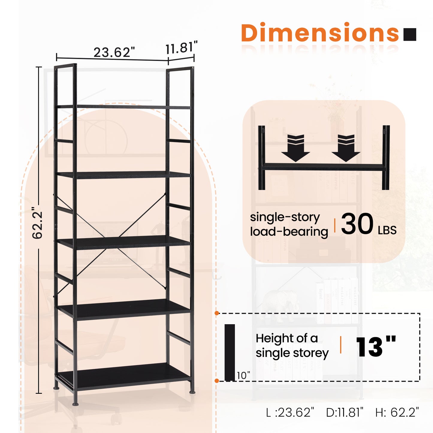 Viva Elite 5-Tier Bookshelf – The Future of Vertical Elegance