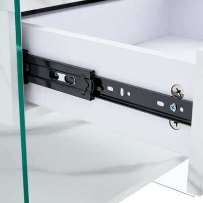 Nocturne White 1-Drawer Glass Nightstand | Viva Elite