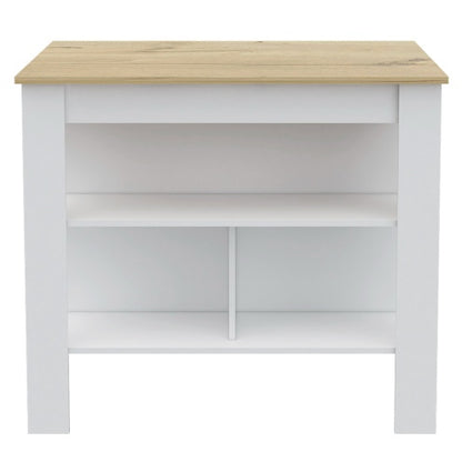 Rockaway 3-Shelf Kitchen Island White And Light Oak