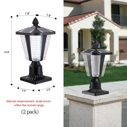 Black Dimmable Solar Pillar Lights, 2-Pack | Viva
