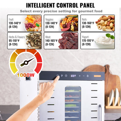 VEVOR 10-Tray 1000W Stainless Steel Food Dehydrator | Viva