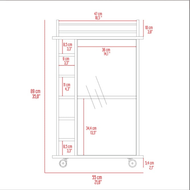 Savannah 6-Bottle 3-Shelf Bar Cart Carbon Espresso