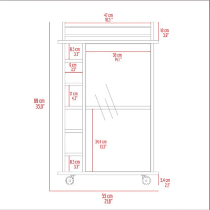 Savannah 6-Bottle 3-Shelf Bar Cart Carbon Espresso