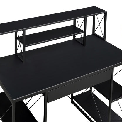 Office Desk with Shelving & Hutch – 3 Finishes | Viva Noir Éclat