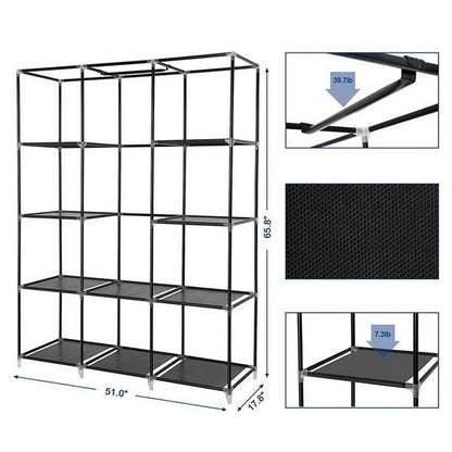 4-Tier 10-Compartment Nonwoven Wardrobe, Black | Viva