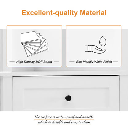 White 68.9-Inch Corner Cabinet with 3 Drawers | Viva