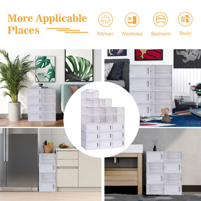 Pack Of 18PCS Moisture-Proof And Dust-Proof Simplicity White Plastic Transparent Thickened Shoe Storage Boxes