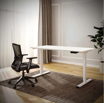 home office desk with focused work space