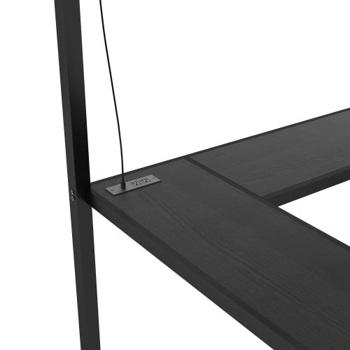 Full-Size Loft Bed with L-Shaped Desk & Wardrobe – Smart & Stylish Living Solution