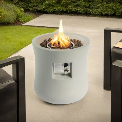 Outdoor Propane Fire Pit Table - Modern 20-Inch Round Graphite Base with Waterproof Cover & Free Lava Rocks