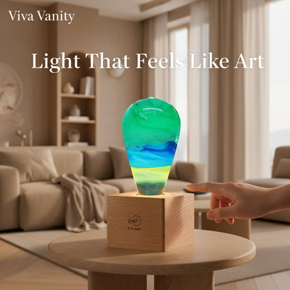 Viva Elite Artisan Resin & Wood Sculptural Table Lamp - Ambient Art