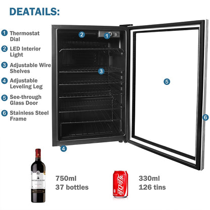 Luxury Beverage and Wine Cooler - 4.4 Cu. Ft. Premium Refrigerator