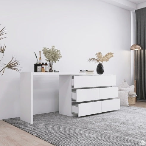 White Vanity Desk with Drawers – Sleek, Modern & Functional