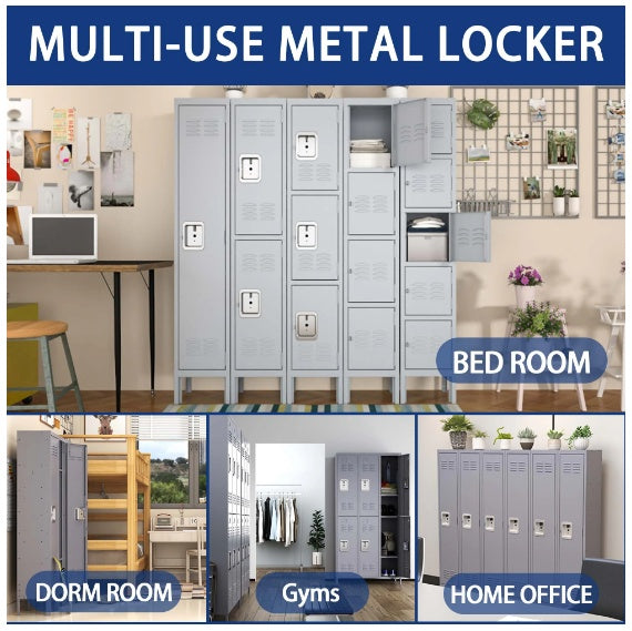 Viva Atelier Argent Industrial Metal Lockers with Locks