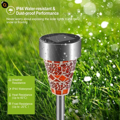 Solar light on grass with water resistance features highlighted