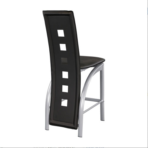 Set Of 2pc Modern Style Counter Height Chairs Metal Base And Leather Upholstered Back