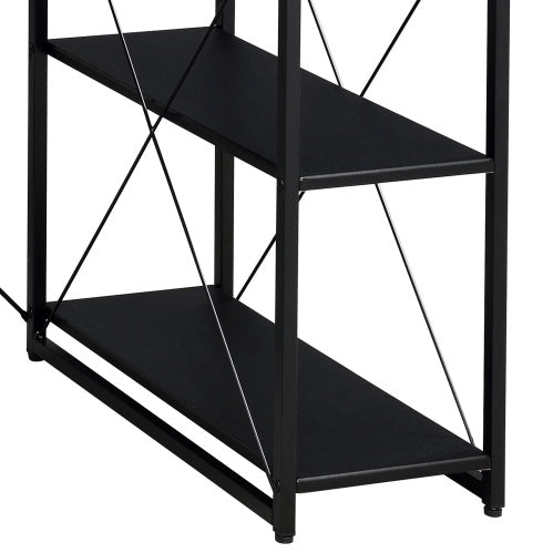 Viva Noir Éclat Collection: Viva Noir Éclat Black Office Desk with Shelving & Hutch