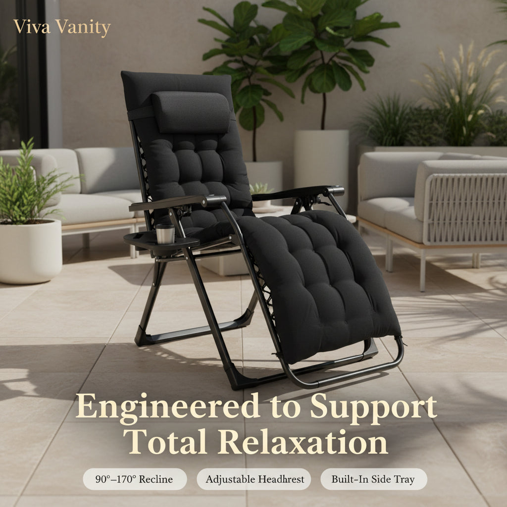 Black recliner chair with armrest and cup holder on a white background