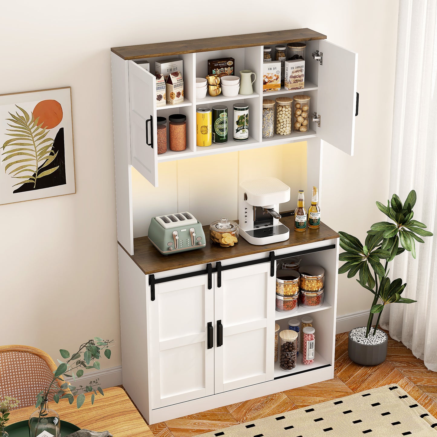 Viva Elite Hearthstone Farmhouse Bar Cabinet – Where Rustic Charm Meets Entertainment Excellence