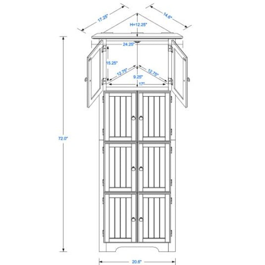 Viva Atelier Summit High Storage Cabinet with Doors and 4 Shelves
