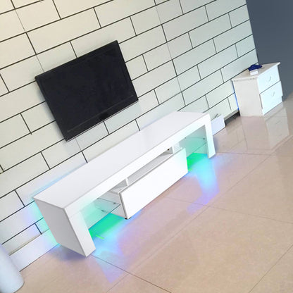 Modern TV Cabinet Unit | Entertainment Stand with LED Strip & Remote Control