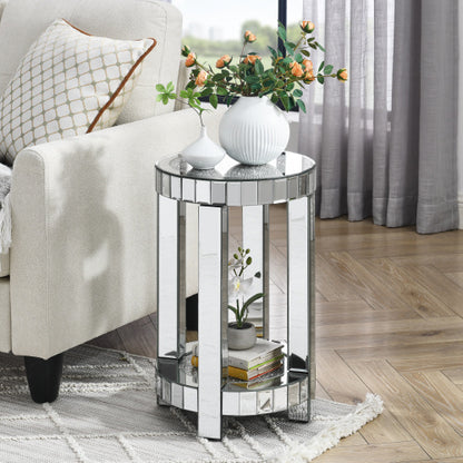 Crystal Inlaid Mirror Round Table – Elegance & Luxury for Your Space