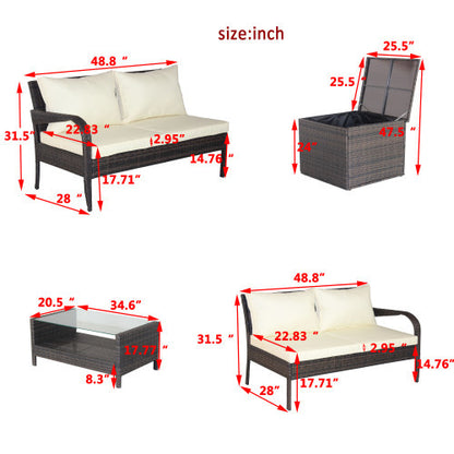 Brown 4-Piece Patio Sectional with Storage | Viva