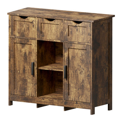 Elegant Wooden Floor Cabinet with Drawers and Shelves - Stylish Storage Solution for Any Room