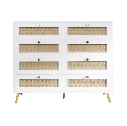 Viva Elite White Rattan 8-Drawer Chest Collection - The Future of Textural Elegance