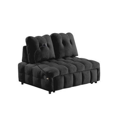 Velvet Pull-Out Sofa Bed with Removable Backrest & USB | Viva