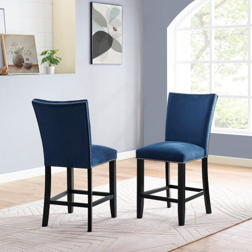Viva Camila Blue Velvet Counter Chair
