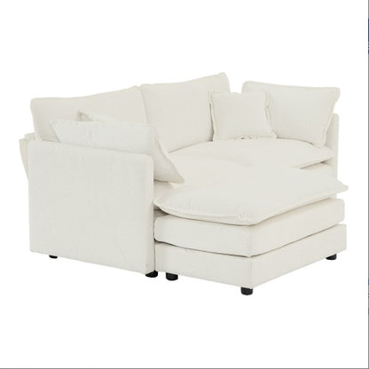 White 2-Seater Sectional Sofa with Ottoman | Viva