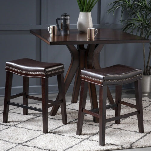 Viva Ludlow Contemporary PU Leather Saddle Counter Stool