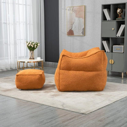 Orange High-Back Bean Bag Chair & Ottoman | Viva Celeste