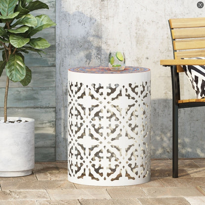 Viva Castana Collection: Viva Castana Bianco Mosaic Side Table