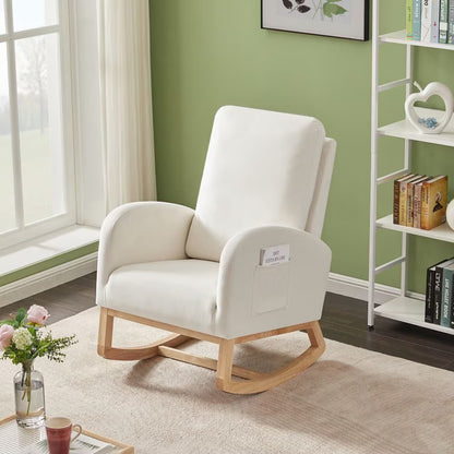 Viva Atelier Serenade Beige Velvet Rocking Chair with Organizer