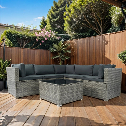 The Viva 6-Piece Rattan Outdoor Set – Where Modern Comfort Meets Outdoor Grace