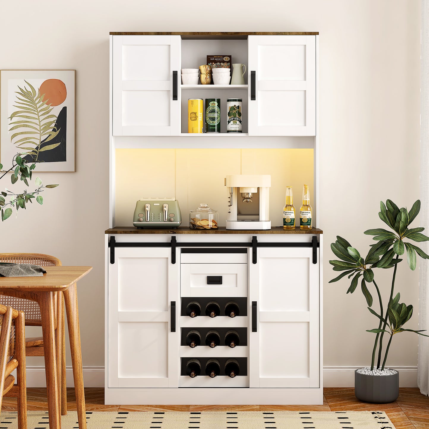 Viva Elite Hearthstone Farmhouse Bar Cabinet – Where Rustic Charm Meets Entertainment Excellence
