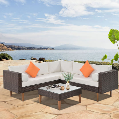 🏡 Viva Solstice™ 4-Piece Outdoor Wicker Sofa Set – Where Modern Comfort Meets Outdoor Elegance