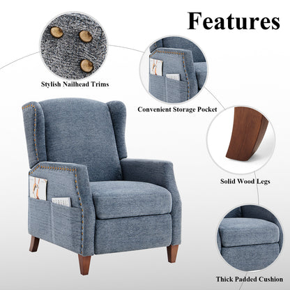 Blue Canvas Push-Back Lounge Chair | Viva