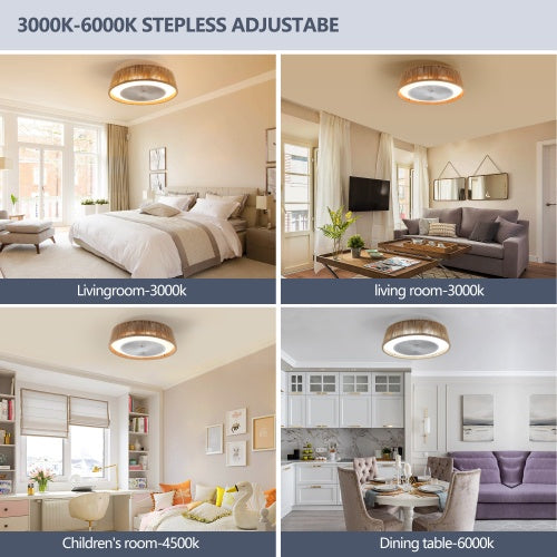Bohemian Style LED Dimmable Ceiling Light with Built-in Fan & Remote Control